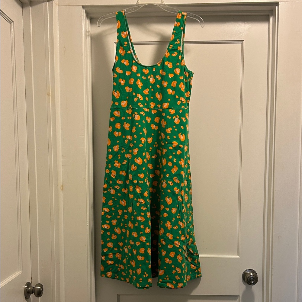 Tabitha Brown for Target Green & Orange Leopard Print Women’s Dress, Size Medium